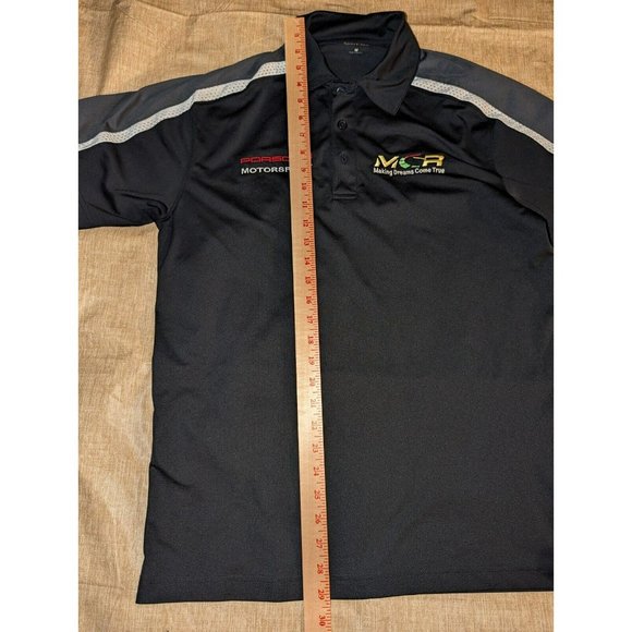 Sport-Tek Mens Black/Gray/White Short Sleeve Polo Size Medium Porsche Motorsport - Picture 5 of 6